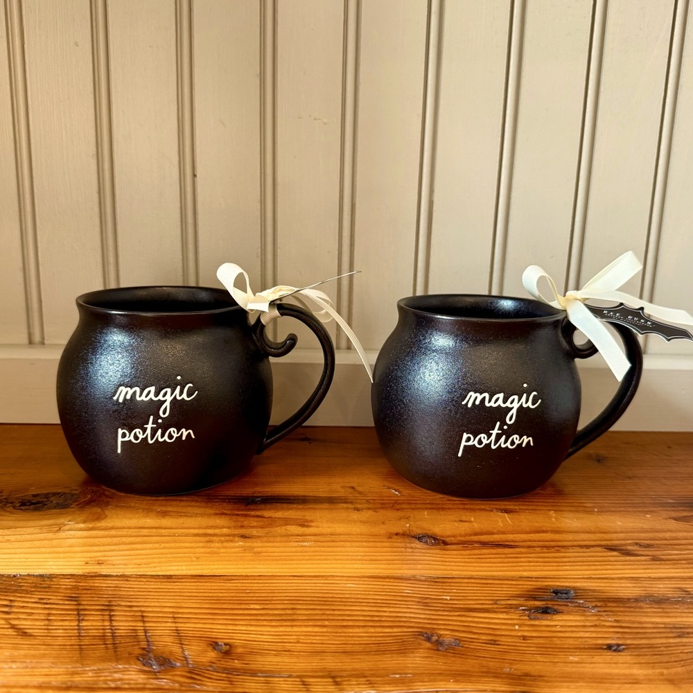 Magic Potion Black Mug Set by Rae Dunn Cauldron Coffee Cup Halloween Witch